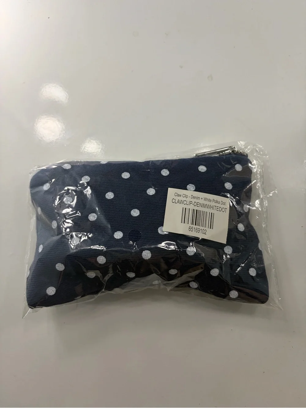Parke Denim Polka Dot Claw Hair Clip
